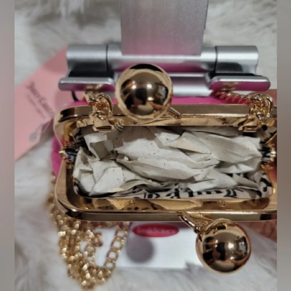 Juicy Couture Pink Logo Crossbody Bag with Gold Chain